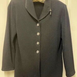 Classic St John Evening by Marie Gray Santana Knit Cardigan Jacket in Black Sz 8